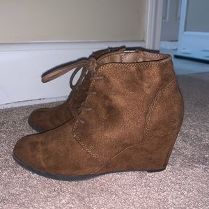 lace up wedge booties